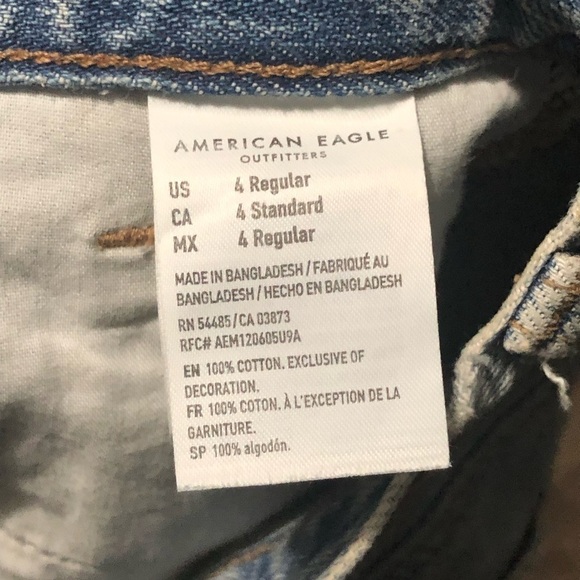 American Eagle Jeans Women's 4 Mom Destroyed Trashed Denim High Rise Retro Fit - Picture 4 of 7